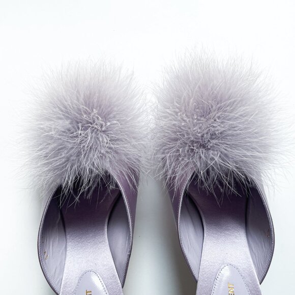 Saint Laurent Blanco 60 Sandal Mae Slip On Mule Poly Grey Size EU 40 US 10 NEW - Picture 13 of 16